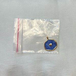 Blue 24k Shiny Gold Plated Heart Charm, Enamel Heart Charm, Love Charm 18x21mm